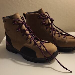 Danner Women's Tan Boots with Purple Laces